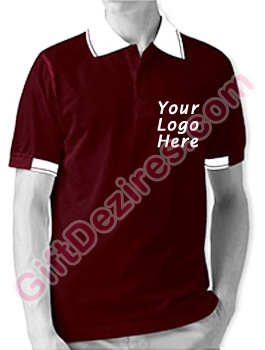 Designer Maroon and White Color Company Logo T Shirts
